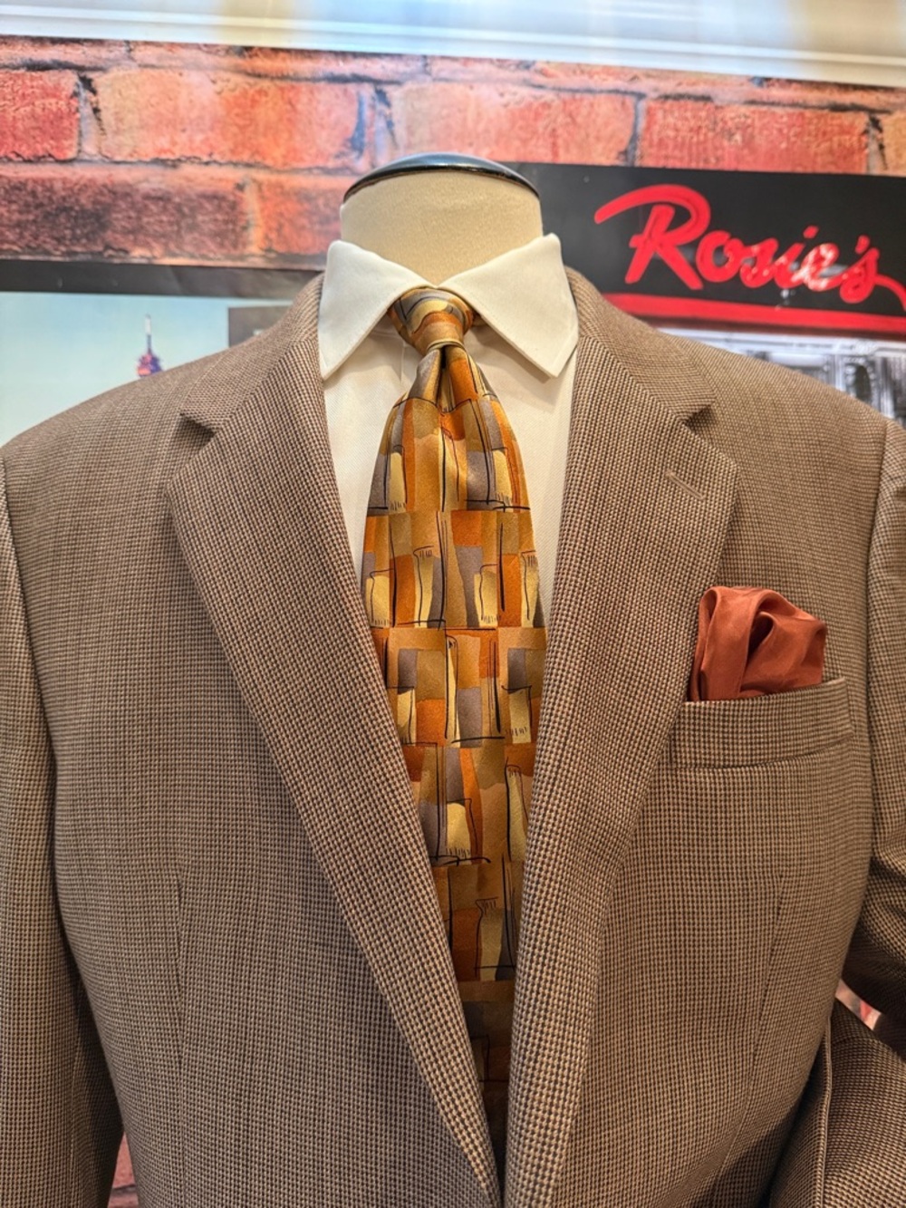 Lauren Ralph Lauren Brown Houndstooth Wool Blazer
